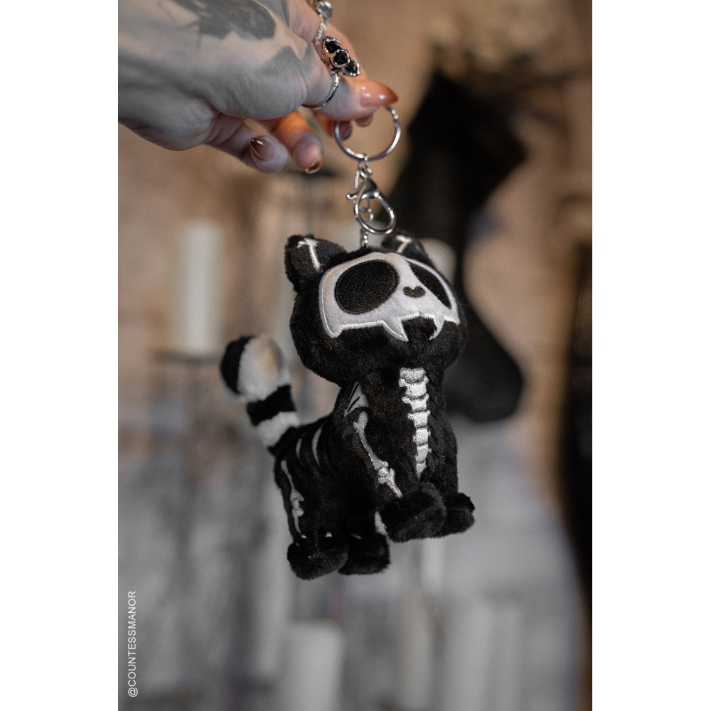 Vampire Freaks - Skelekitty Plush 3D Keychain - Black/White